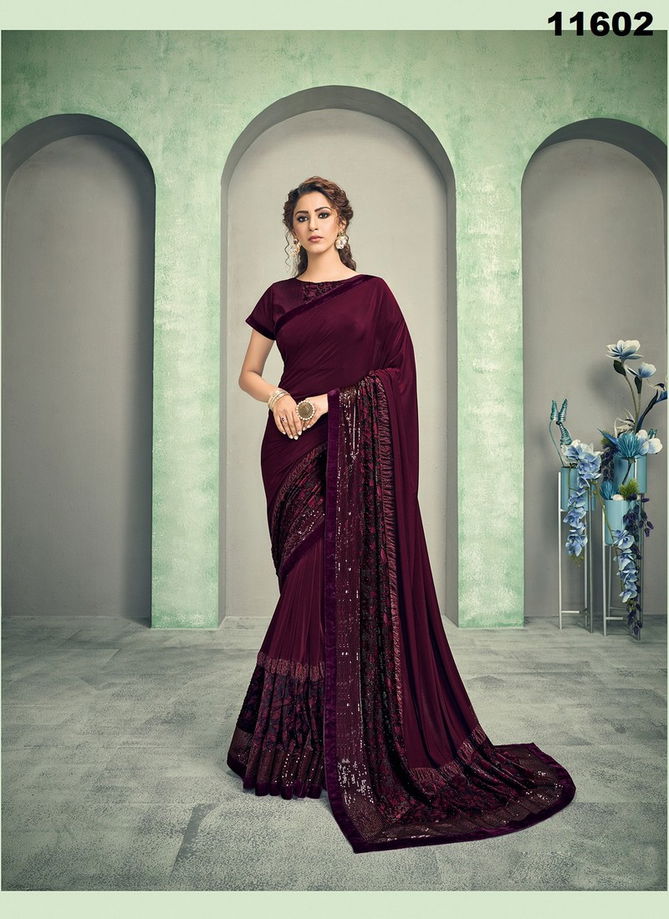 MAHOTSAV FELICITY Latest Designer Fancy Party Wear Sequins Embroidery Handwork Butta Heavy Silk Saree Collection 